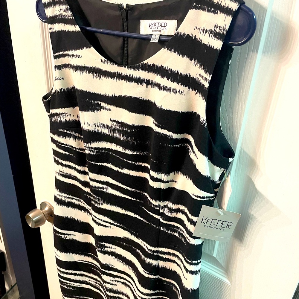 Kasper Desert Oasis Black/White Sheath Dress